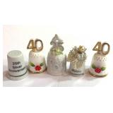 5 Wedding Anniversary Thimbles: 25th, 40th