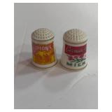 Lipton Tea and Carnation Milk Advertising Thimbles