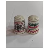 Hershey Chocolate and Ralston Breakfast Food Advertising Thimbles