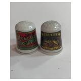 Simms Roasted Coffee and Shakers String Beans Advertising Thimbles
