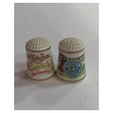 Clarks Spun Cotton and Hills Bros. Advertising Thimbles