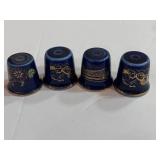 4 Blue Souvenir Thimbles: South Dakota and Las Vegas