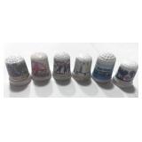 6 Souvenir Thimbles: San Diego, San Francisco, Chicago, New Orleans, Key West, and Florida