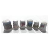6 Souvenir Thimbles: Colorado, Cymru, St. George