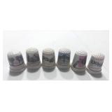6 Souvenir Thimbles: South Dakota, Florida, Virginia, New York