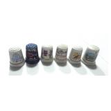 6 Souvenir Thimbles: Portland, Great Smokey Mts, Nashville, Kentucky and Washington DC