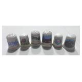 6 Souvenir Thimbles: South Dakota, Philadelphia, Canada, Golden Gate
