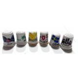 6 Souvenir Thimbles: Norway, Cancun, Sweden, Arabia, Wales and Switzerland