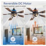 2X - Breezary 52-in Matte Black with Dual-tone wooden Blades Ceiling Fan With Light - Remote Included ( 5 -Blade ) 2X - Breezary 52-in Matte Black with Dual-tone wooden Blades Ceiling Fan With Light - Remote Included ( 5 -Blade )