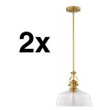 2X - Cascadia Beloit 1 -Light Brushed Gold Farmhouse Clear glass Dome Medium Hanging Pendant light 2X - Cascadia Beloit 1 -Light Brushed Gold Farmhouse Clear glass Dome Medium Hanging Pendant light