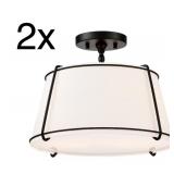 2X - True Fine Crass 2 -Light 15-in Matte Black Semi Flush Mount Light 2X - True Fine Crass 2 -Light 15-in Matte Black Semi Flush Mount Light