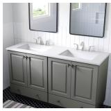 Style Selections 61-in x 22-in Cultured Marble Double Sink Widespread Faucet Mount Bathroom Vanity Top Style Selections 61-in x 22-in Cultured Marble Double Sink Widespread Faucet Mount Bathroom Vanity Top