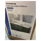 Style Selections 61-in x 22-in Cultured Marble Double Sink Widespread Faucet Mount Bathroom Vanity Top Style Selections 61-in x 22-in Cultured Marble Double Sink Widespread Faucet Mount Bathroom Vanity Top