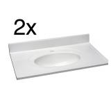 2X - Design House 37-in x 22-in Solid White Cultured Marble Single Sink Single Hole Faucet Mount Bathroom Vanity Top 2X - Design House 37-in x 22-in Solid White Cultured Marble Single Sink Single Hole Faucet Mount Bathroom Vanity Top