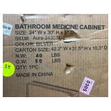 24x30 inch Silver Metal Framed Wall mount or Recessed Bathroom Medicine Cabinet with Mirror 24x30 inch Silver Metal Framed Wall mount or Recessed Bathroom Medicine Cabinet with Mirror