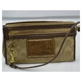 Coach Poppy Signature Wristlet Beige and Brown Coach Poppy Signature Wristlet Beige and Brown