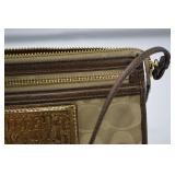 Coach Poppy Signature Wristlet Beige and Brown Coach Poppy Signature Wristlet Beige and Brown
