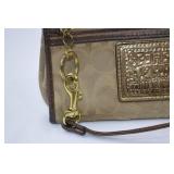 Coach Poppy Signature Wristlet Beige and Brown Coach Poppy Signature Wristlet Beige and Brown