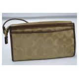 Coach Poppy Signature Wristlet Beige and Brown Coach Poppy Signature Wristlet Beige and Brown