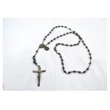 Vintage Sterling Rosary with Black Beads and Religious Medals Vintage Sterling Rosary with Black Beads and Religious Medals