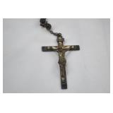 Vintage Sterling Rosary with Black Beads and Religious Medals Vintage Sterling Rosary with Black Beads and Religious Medals
