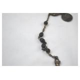 Vintage Sterling Rosary with Black Beads and Religious Medals Vintage Sterling Rosary with Black Beads and Religious Medals