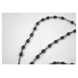 Vintage Sterling Rosary with Black Beads and Religious Medals Vintage Sterling Rosary with Black Beads and Religious Medals
