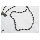 Vintage Sterling Rosary with Black Beads and Religious Medals Vintage Sterling Rosary with Black Beads and Religious Medals