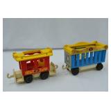 Vintage Plastic Circus Train Cars Toy Pair - Red and Blue Vintage Plastic Circus Train Cars Toy Pair - Red and Blue