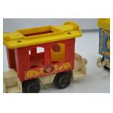 Vintage Plastic Circus Train Cars Toy Pair - Red and Blue Vintage Plastic Circus Train Cars Toy Pair - Red and Blue