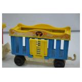 Vintage Plastic Circus Train Cars Toy Pair - Red and Blue Vintage Plastic Circus Train Cars Toy Pair - Red and Blue