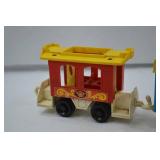 Vintage Plastic Circus Train Cars Toy Pair - Red and Blue Vintage Plastic Circus Train Cars Toy Pair - Red and Blue