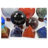 Crystal Sphere and Pyramid Collection - Mixed Gemstones and Specimens Crystal Sphere and Pyramid Collection - Mixed Gemstones and Specimens