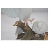White Dove Porcelain Figurine Pair on Branch White Dove Porcelain Figurine Pair on Branch