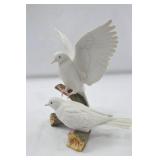 White Dove Porcelain Figurine Pair on Branch White Dove Porcelain Figurine Pair on Branch