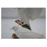 White Dove Porcelain Figurine Pair on Branch White Dove Porcelain Figurine Pair on Branch