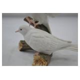 White Dove Porcelain Figurine Pair on Branch White Dove Porcelain Figurine Pair on Branch