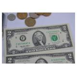 Mixed U.S. Coins and $2 Bills Collection Assortment Mixed U.S. Coins and $2 Bills Collection Assortment