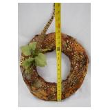 Pheasant Feather and Leaf Wreath, 17 Inches Pheasant Feather and Leaf Wreath, 17 Inches