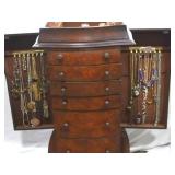 Jewelry Armoire with Assorted Costume Jewelry and Watches Jewelry Armoire with Assorted Costume Jewelry and Watches