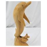 Set of Hand-Carved Wood Dolphin Sculptures - Bali Decor Set of Hand-Carved Wood Dolphin Sculptures - Bali Decor