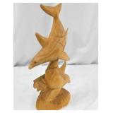 Set of Hand-Carved Wood Dolphin Sculptures - Bali Decor Set of Hand-Carved Wood Dolphin Sculptures - Bali Decor