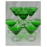 Set of 7 Green Glass Dessert or Sherbet Cups Set of 7 Green Glass Dessert or Sherbet Cups