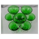 Set of 7 Green Glass Dessert or Sherbet Cups Set of 7 Green Glass Dessert or Sherbet Cups