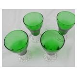 Set of 4 Green Glass Goblets with Clear Decorative Bases Set of 4 Green Glass Goblets with Clear Decorative Bases