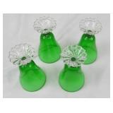 Set of 4 Green Glass Goblets with Clear Decorative Bases Set of 4 Green Glass Goblets with Clear Decorative Bases