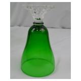 Set of 9 Green Glass Goblets with Clear Decorative Stems, 7 Inch Set of 9 Green Glass Goblets with Clear Decorative Stems, 7 Inch