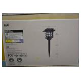 3 Hampton Bay 10-Light Solar LED Garden Light Sets, Black Plastic 3 Hampton Bay 10-Light Solar LED Garden Light Sets, Black Plastic