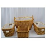 Set of 4 Wicker Storage Baskets with Fabric Liners Set of 4 Wicker Storage Baskets with Fabric Liners
