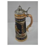 West Germany 16 Inch Lidded Beer Stein with Relief Scenes West Germany 16 Inch Lidded Beer Stein with Relief Scenes
